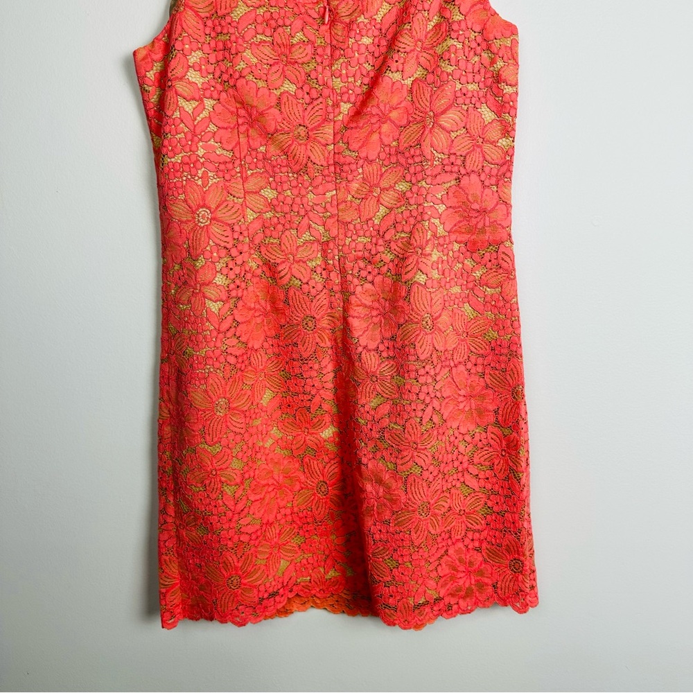 Trina Turk NWT Coral Floral Lace Mini Cocktail Dress Size 8 - Picture 6 of 11
